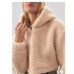 Daily Practice Anthropologie Cozy Cream Sherpa Zip-Front Jacket size Large L